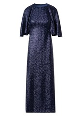 Akris Sequin Flutter-Sleeve Maxi Dress