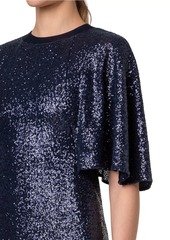 Akris Sequin Flutter-Sleeve Maxi Dress