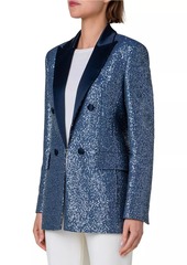 Akris Sequined Wool-Blend Tuxedo Jacket