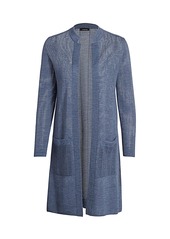 Akris Sheer Horizontal Stripe Wool & Silk Knit Cardigan