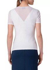 Akris Sheer Inset Rib-Knit T-Shirt