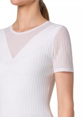 Akris Sheer Inset Rib-Knit T-Shirt