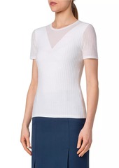 Akris Sheer Inset Rib-Knit T-Shirt