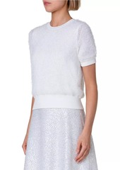 Akris Silk & Cashmere-Blend Short-Sleeve Cropped Sweater