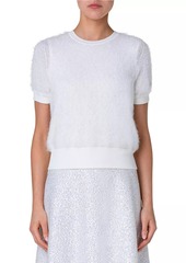 Akris Silk & Cashmere-Blend Short-Sleeve Cropped Sweater