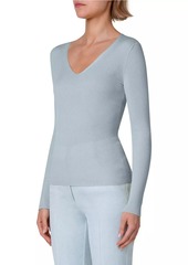 Akris Silk-Cotton V-Neck Sweater