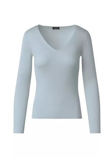 Akris Silk-Cotton V-Neck Sweater