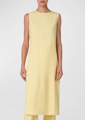 Akris Sleeveless Side-Slit Silk Crepe Midi Tunic Dress