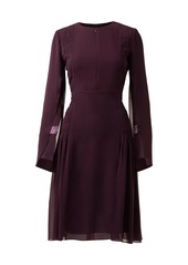 Akris Slit-Sleeve Smocked Silk Sheath Dress
