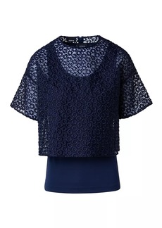Akris St. Gallen Floral-Embroidered Blouse