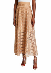 Akris Stern Embroidered Long Tulle A-Line Skirt
