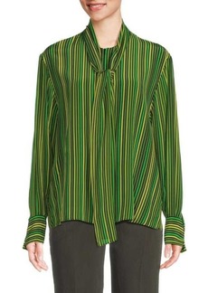 Akris Striped Zip Front Blouse