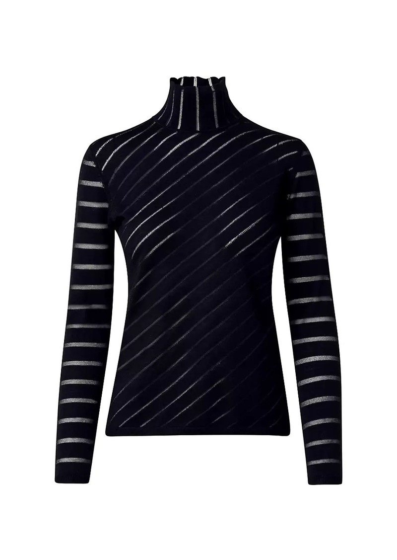 Akris Transparent Diagonal Stripe Sweater
