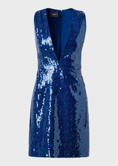 Akris V-Neck Short Dress with Liquid Paillette Detail