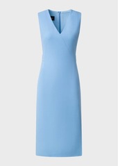 Akris V-Neck Sleeveless Side-Slit Wool Crepe Midi Dress