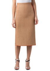 Women's Akris Leather Trim Raffia Pencil Skirt