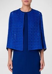 Akris Wool Grid Embroidered Short Jacket