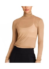 Alala Plus Size Adult Women Washable Cashmere Turtleneck Long Sleeve T-Shirt - Camel