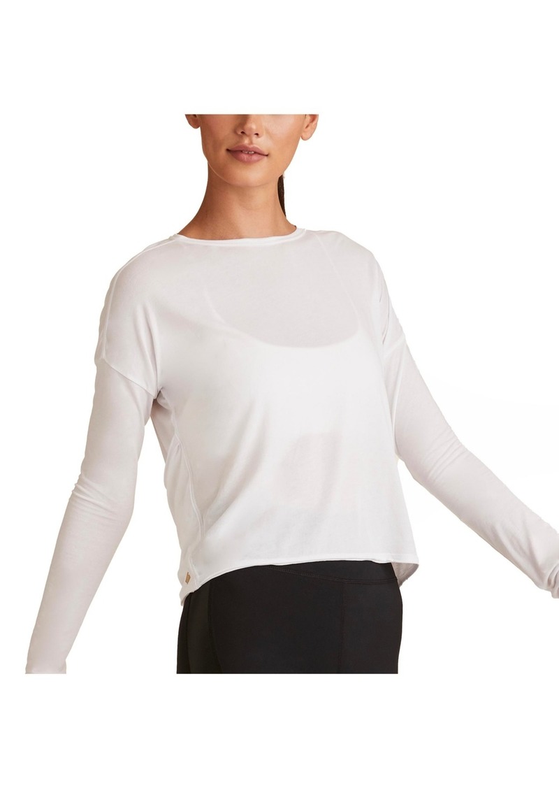 ALALA Women's Regular Size Open Back Long Sleeve T-Shirt - White