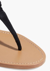 Alberta Ferretti - Bead-embellished macramé-trimmed suede sandals - Black - EU 40.5