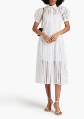 Alberta Ferretti - Broderie anglaise cotton midi shirt dress - White - IT 40