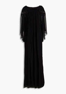 Alberta Ferretti - Cape-effect silk-chiffon gown - Black - IT 36