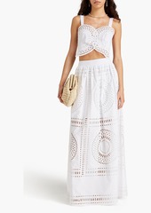 Alberta Ferretti - Broderie anglaise cotton-blend maxi skirt - White - IT 38