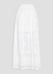 Alberta Ferretti - Broderie anglaise cotton-blend maxi skirt - White - IT 42