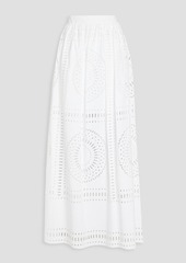 Alberta Ferretti - Broderie anglaise cotton-blend maxi skirt - White - IT 38