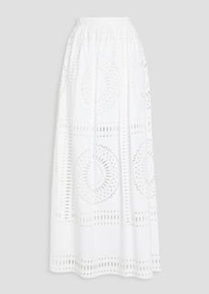 Alberta Ferretti - Broderie anglaise cotton-blend maxi skirt - White - IT 42