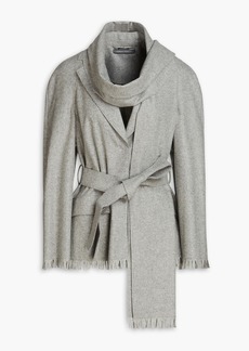 Alberta Ferretti - Fringed draped wool-blend felt blazer - Gray - IT 44