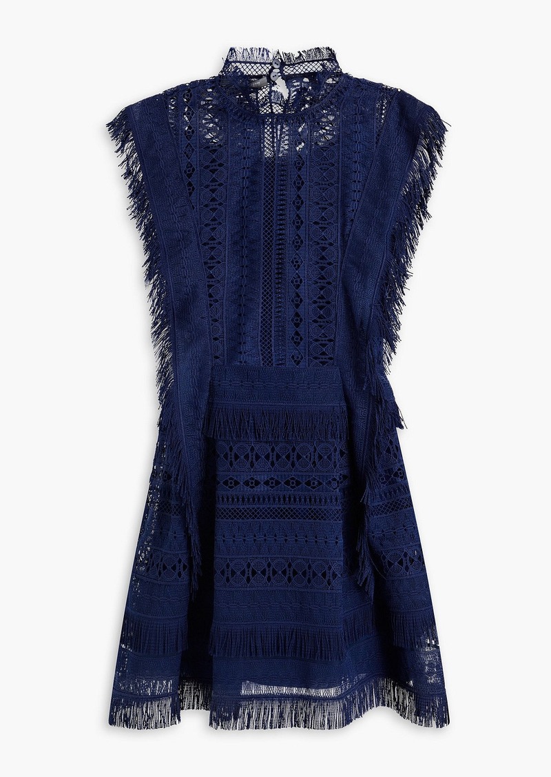 Alberta Ferretti - Fringed guipure lace and tulle mini dress - Blue - IT 46