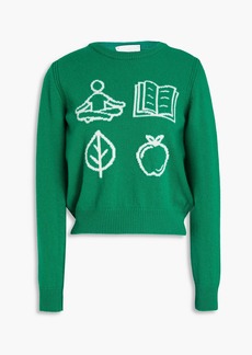 Alberta Ferretti - Intarsia wool and cashmere-blend sweater - Green - IT 40
