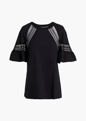 Alberta Ferretti - Lace-trimmed gathered cotton-jersey top - Black - IT 40