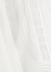 Alberta Ferretti - Lace-trimmed silk-georgette blouse - White - IT 40