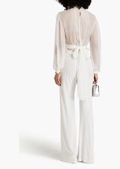 Alberta Ferretti - Lace-trimmed silk-georgette blouse - White - IT 38