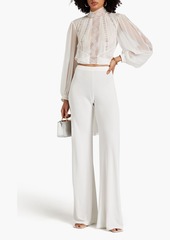 Alberta Ferretti - Lace-trimmed silk-georgette blouse - White - IT 38