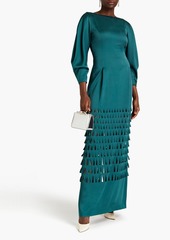 Alberta Ferretti - Laser-cut satin-crepe gown - Blue - IT 36