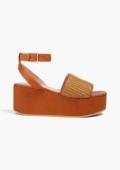 Alberta Ferretti - Leather and faux raffia platform sandals - Brown - EU 41