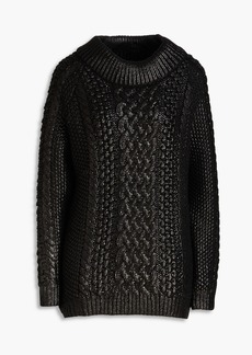 Alberta Ferretti - Coated cable-knit wool sweater - Black - IT 42