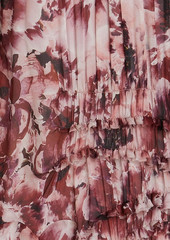 Alberta Ferretti - Ruffled floral-print silk-voile midi dress - Burgundy - IT 42