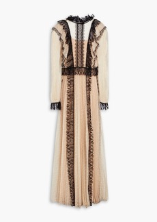Alberta Ferretti - Ruffled pleated lace gown - Neutral - IT 36