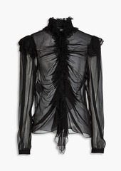 Alberta Ferretti - Ruffled silk-georgette blouse - Black - IT 36