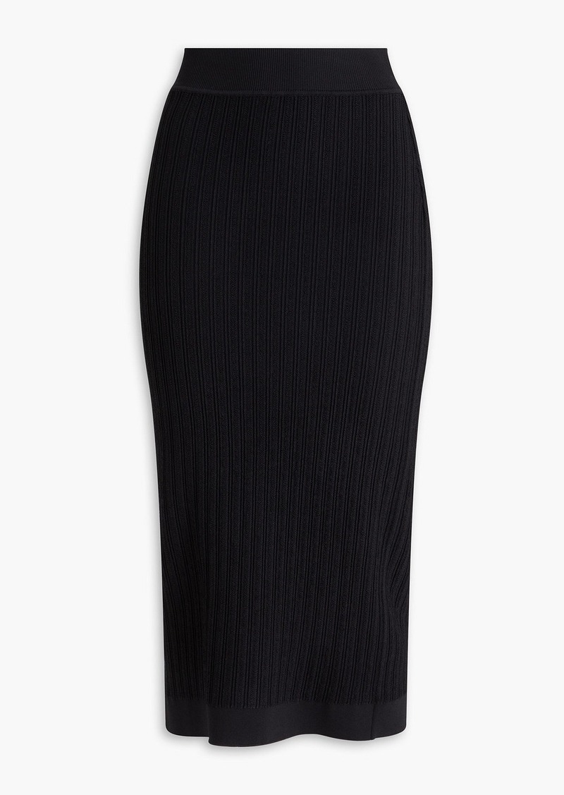 Alberta Ferretti - Textured-knit midi pencil skirt - Black - IT 40