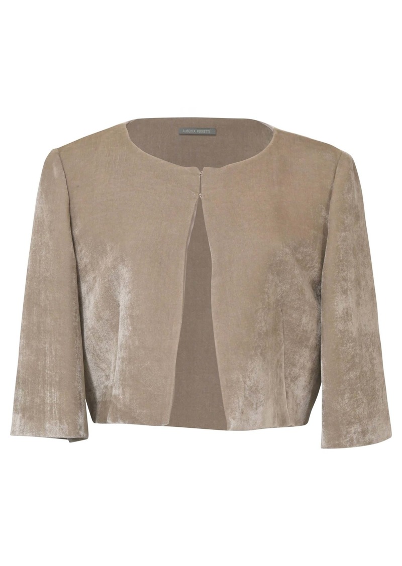 Alberta Ferretti Cropped Jacket in Beige Velvet