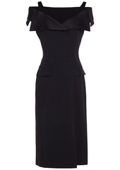 Alberta Ferretti Woman Cold-shoulder Satin-trimmed Crepe Midi Dress Black