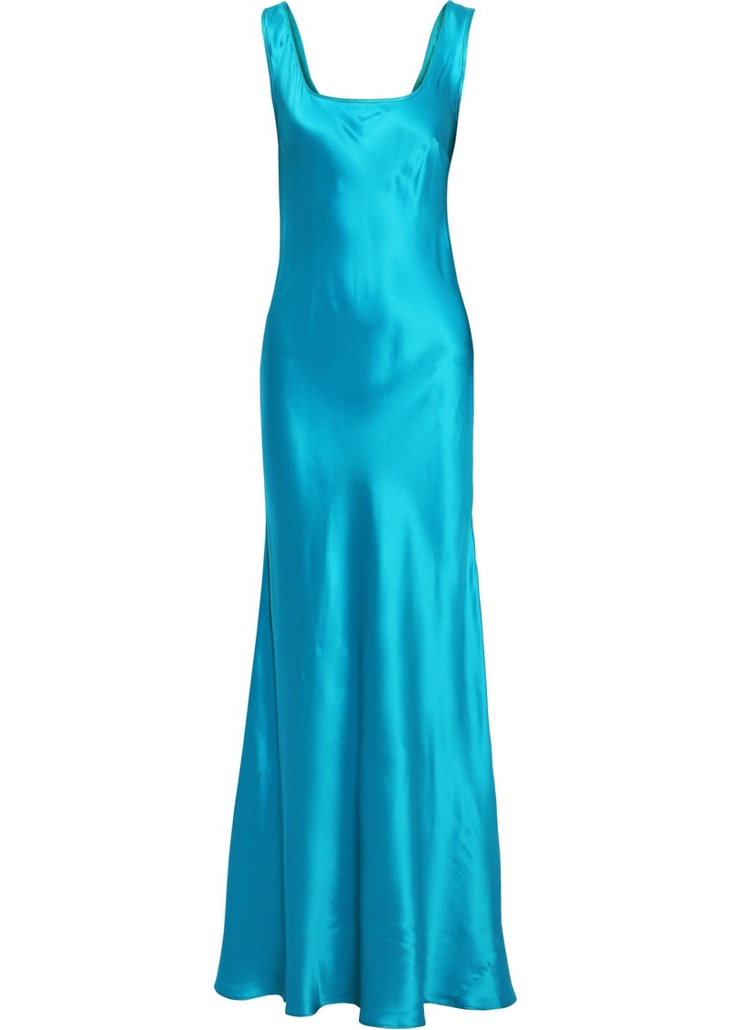 Alberta Ferretti Woman Fluted Silk-satin Gown Turquoise