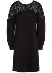 Alberta Ferretti Woman Guipure Lace-trimmed Ponte Dress Black