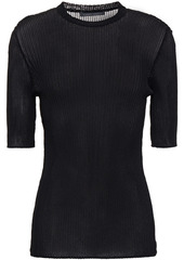 Alberta Ferretti Woman Ribbed-knit Top Black