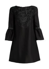 Alberta Ferretti Bell-Sleeve Embroidered Tunic Dress